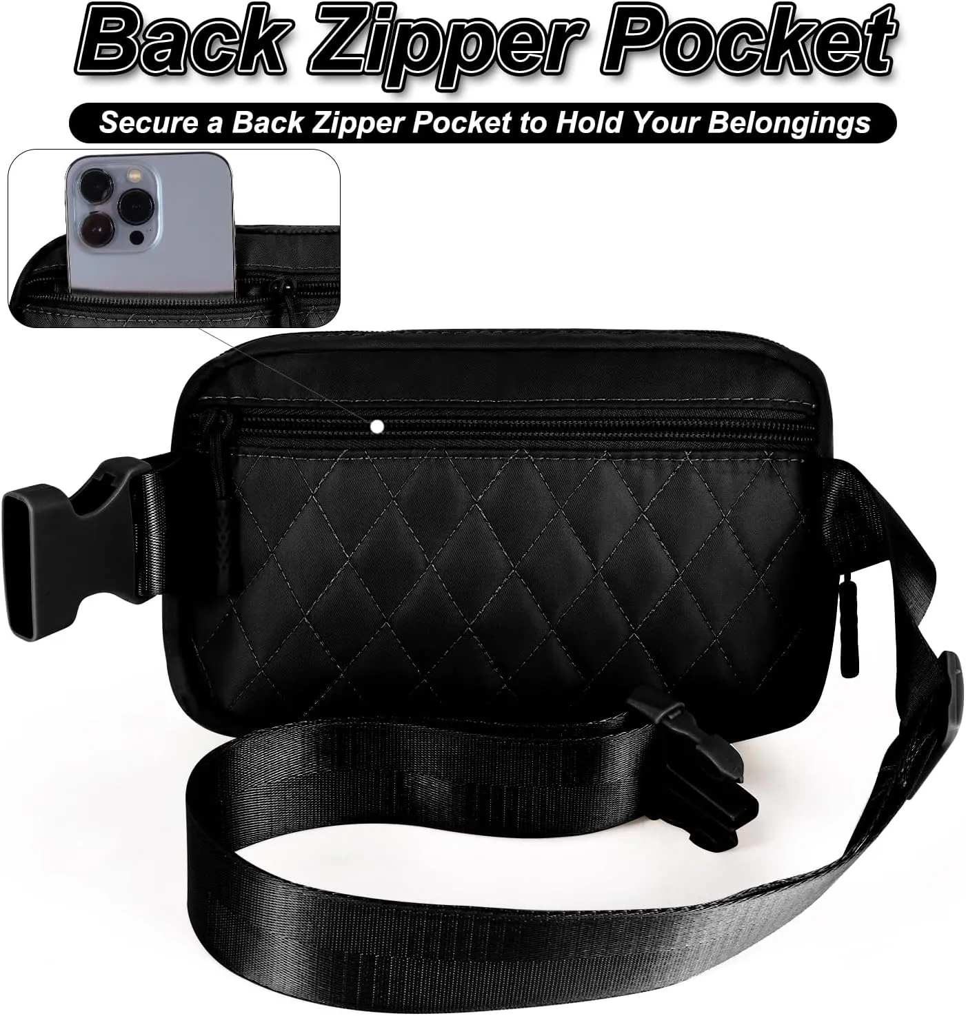 Personalized for Wife, Cool Birthday Gift - Waist Pack Crossbody Bag Fanny Pack - Black