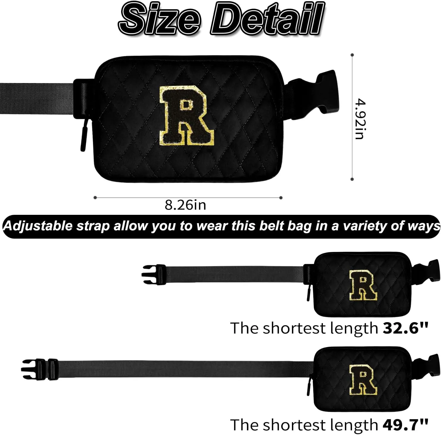 Personalized for Wife, Cool Birthday Gift - Waist Pack Crossbody Bag Fanny Pack - Black