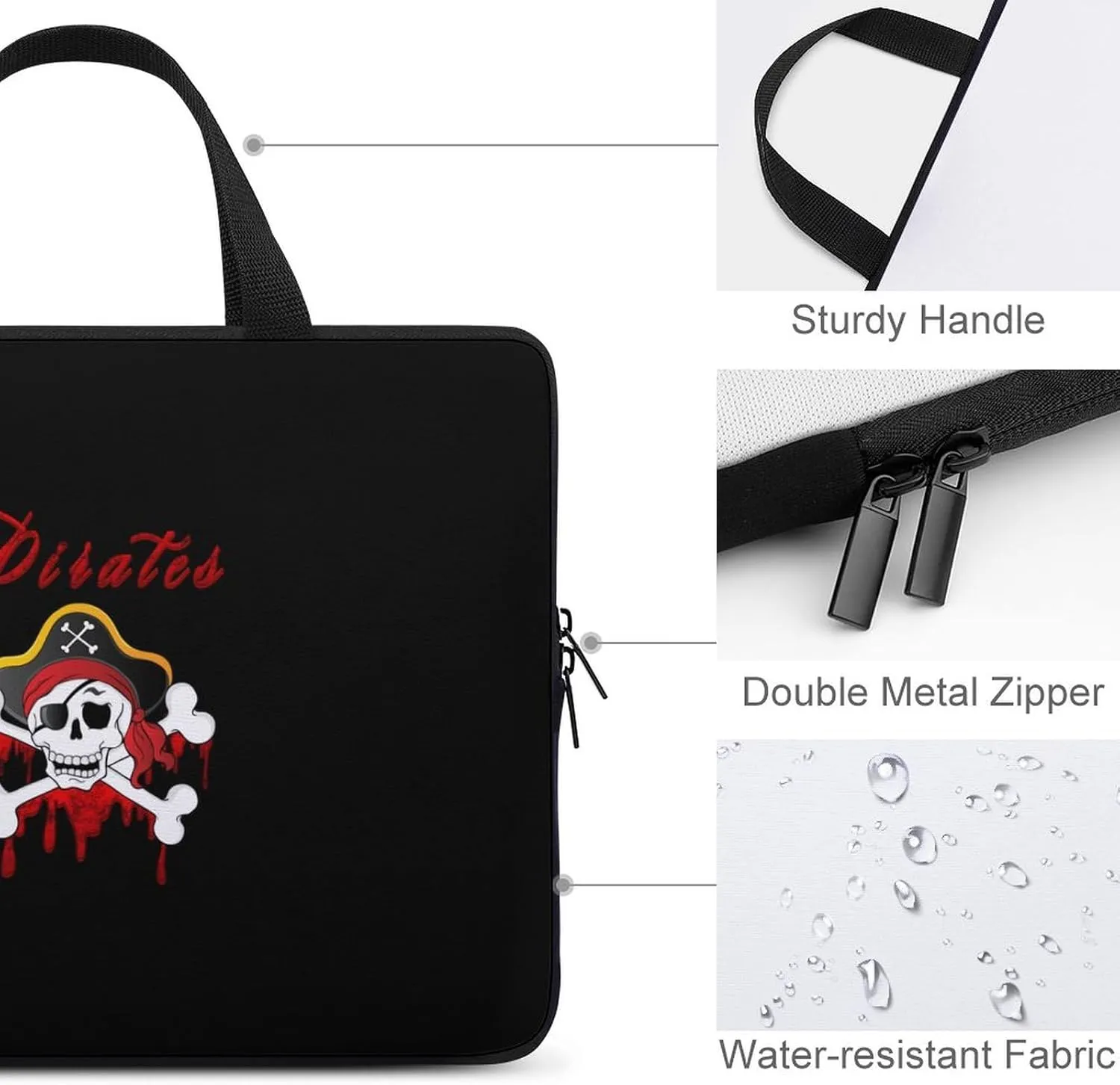Pirate Skull Laptop Sleeve Bag Computer Carrying Case Laptops Protective Cover for Travel Business