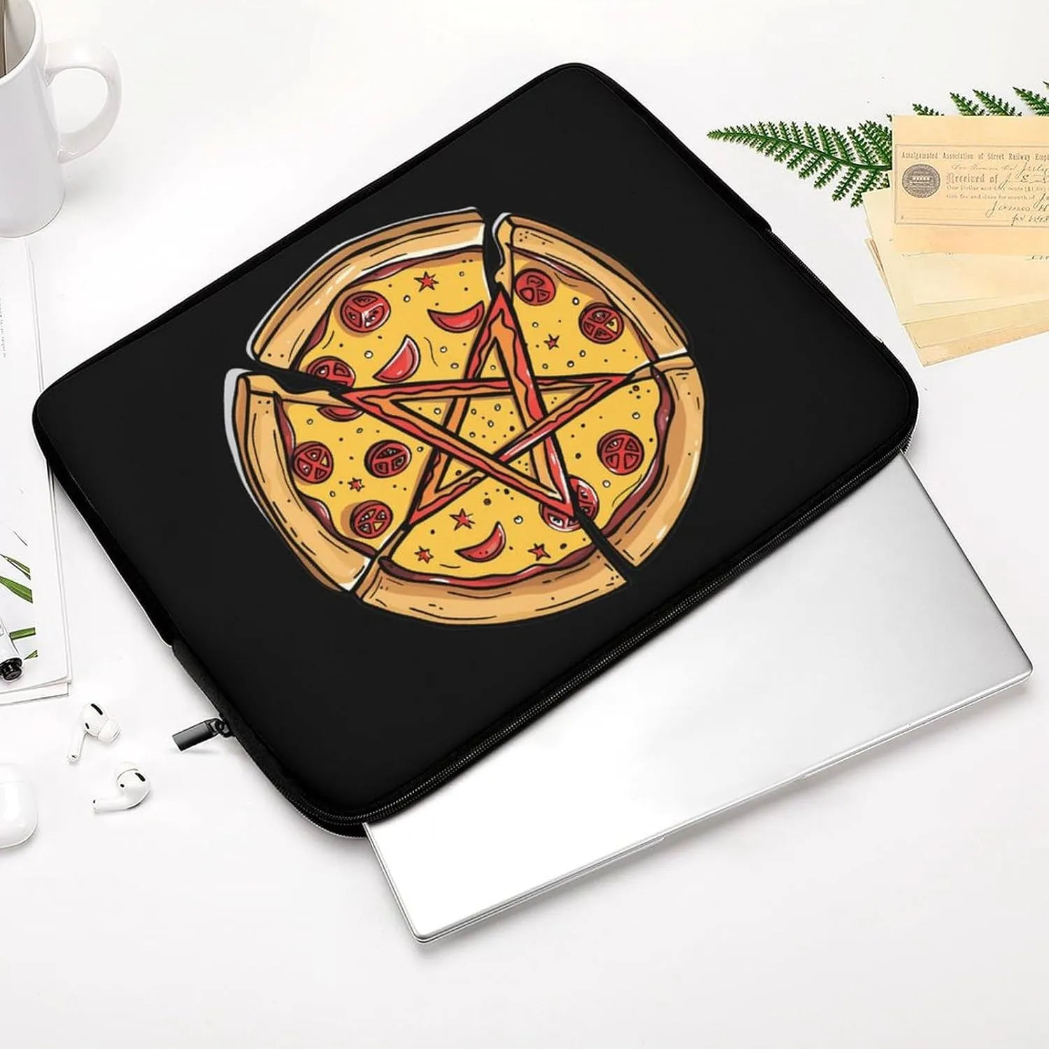 Pizza Pentagram Laptop Sleeve Case Protective Computer Bag Carrying Briefcase for Men Women 12inch