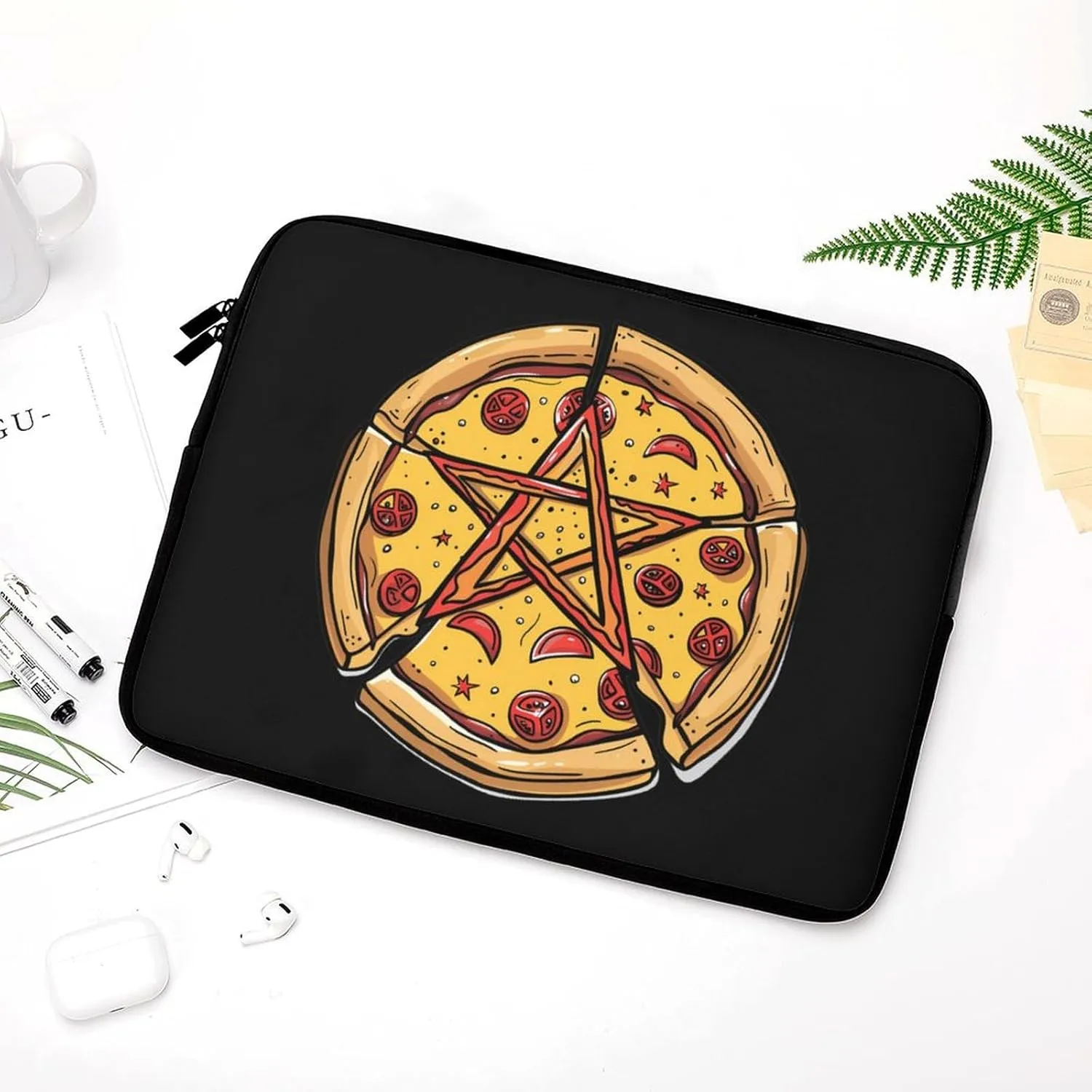 Pizza Pentagram Laptop Sleeve Case Protective Computer Bag Carrying Briefcase for Men Women 12inch