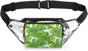 Plant Tropical Palm Clear Fanny Pack Stadium Approved Adjustable Clear Belt Bag Cute Waist Bags for Women Men Travel Sports Events Hiking Concerts