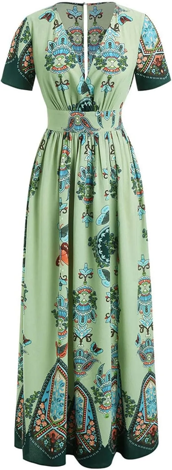 Plus Size Dresses for Women 2024 Spring Summer Fashion Floral Boho Maxi Dress Flowy Bodycon Wedding Guest Sundress