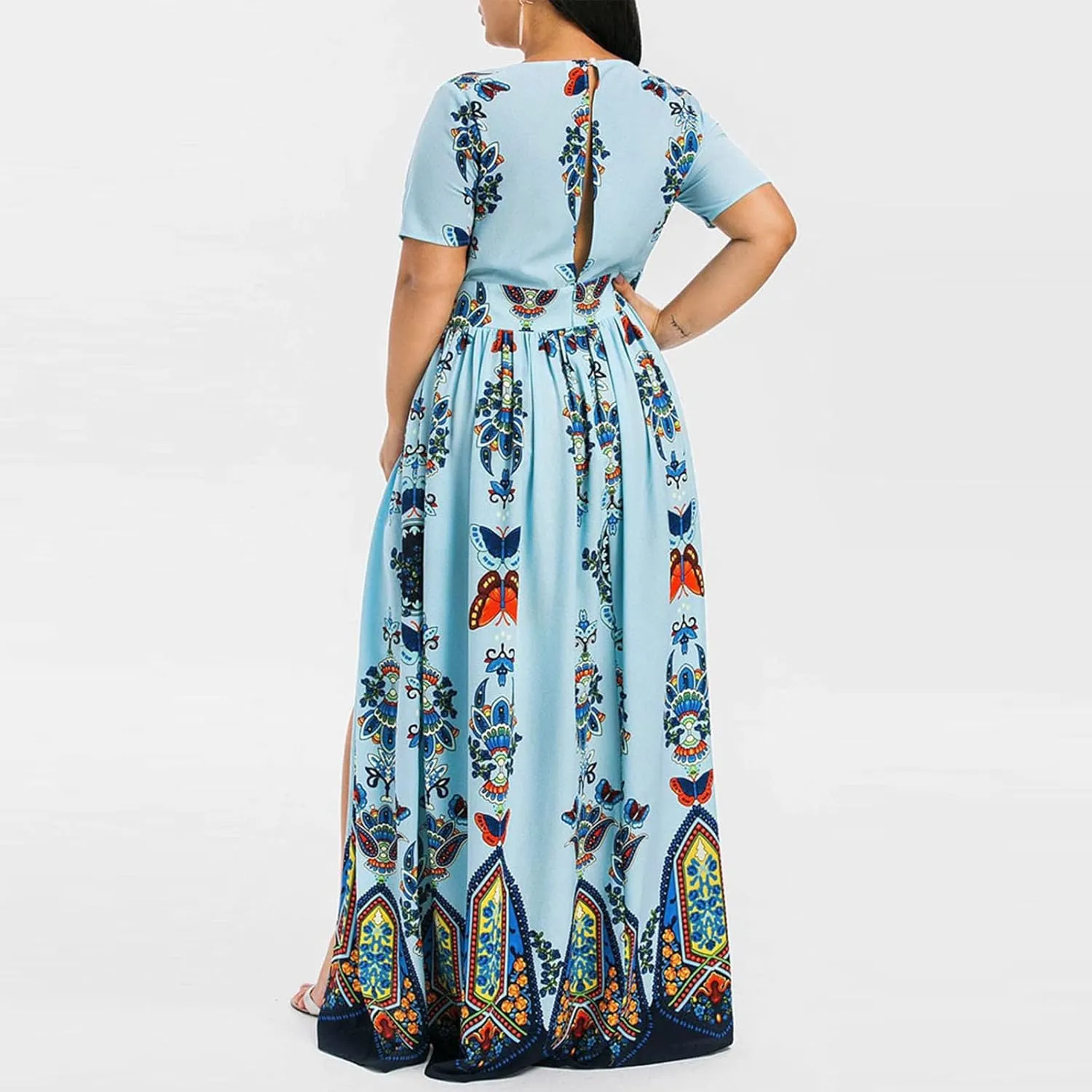 Plus Size Dresses for Women 2024 Spring Summer Fashion Floral Boho Maxi Dress Flowy Bodycon Wedding Guest Sundress