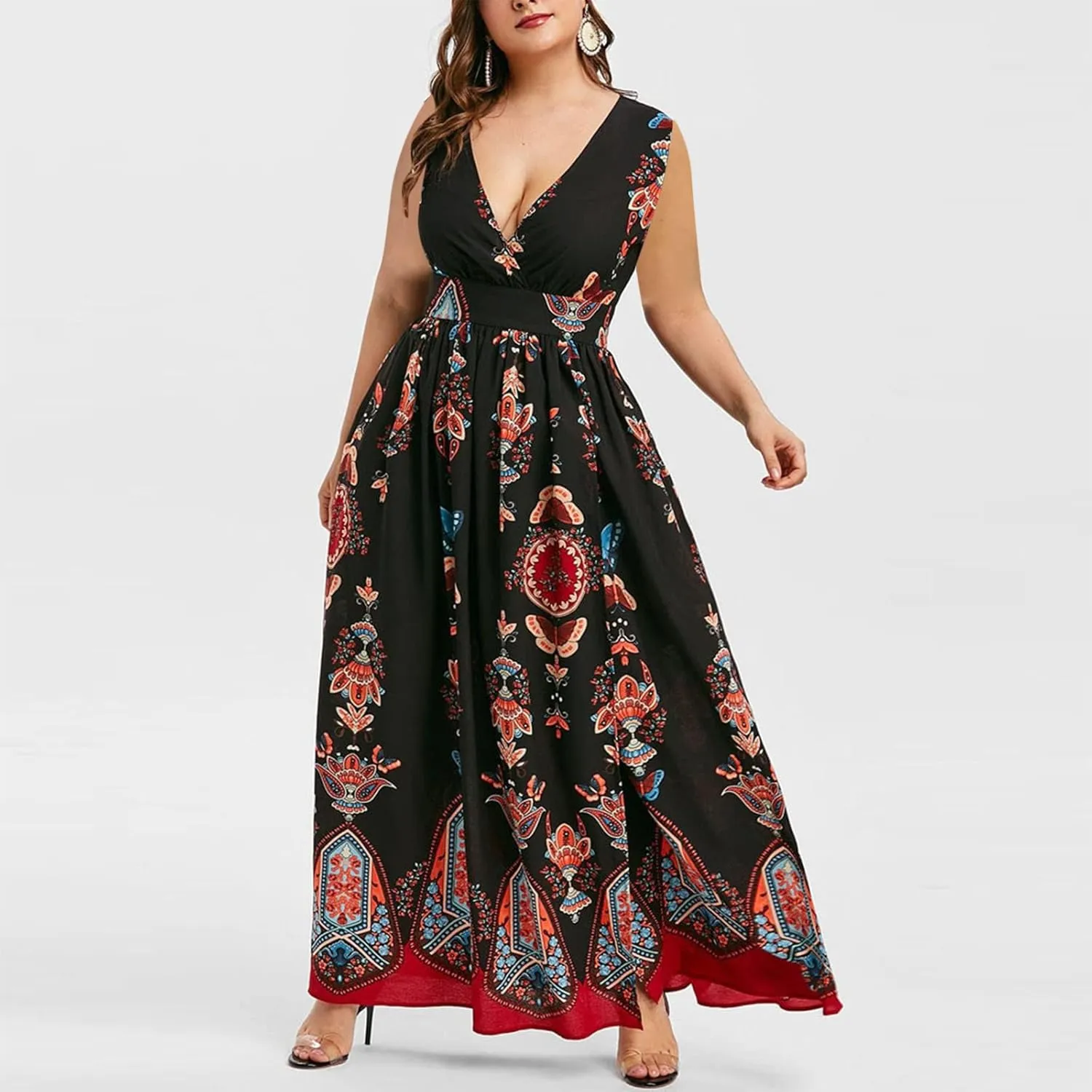 Plus Size Dresses for Women 2024 Spring Summer Fashion Floral Boho Maxi Dress Flowy Bodycon Wedding Guest Sundress