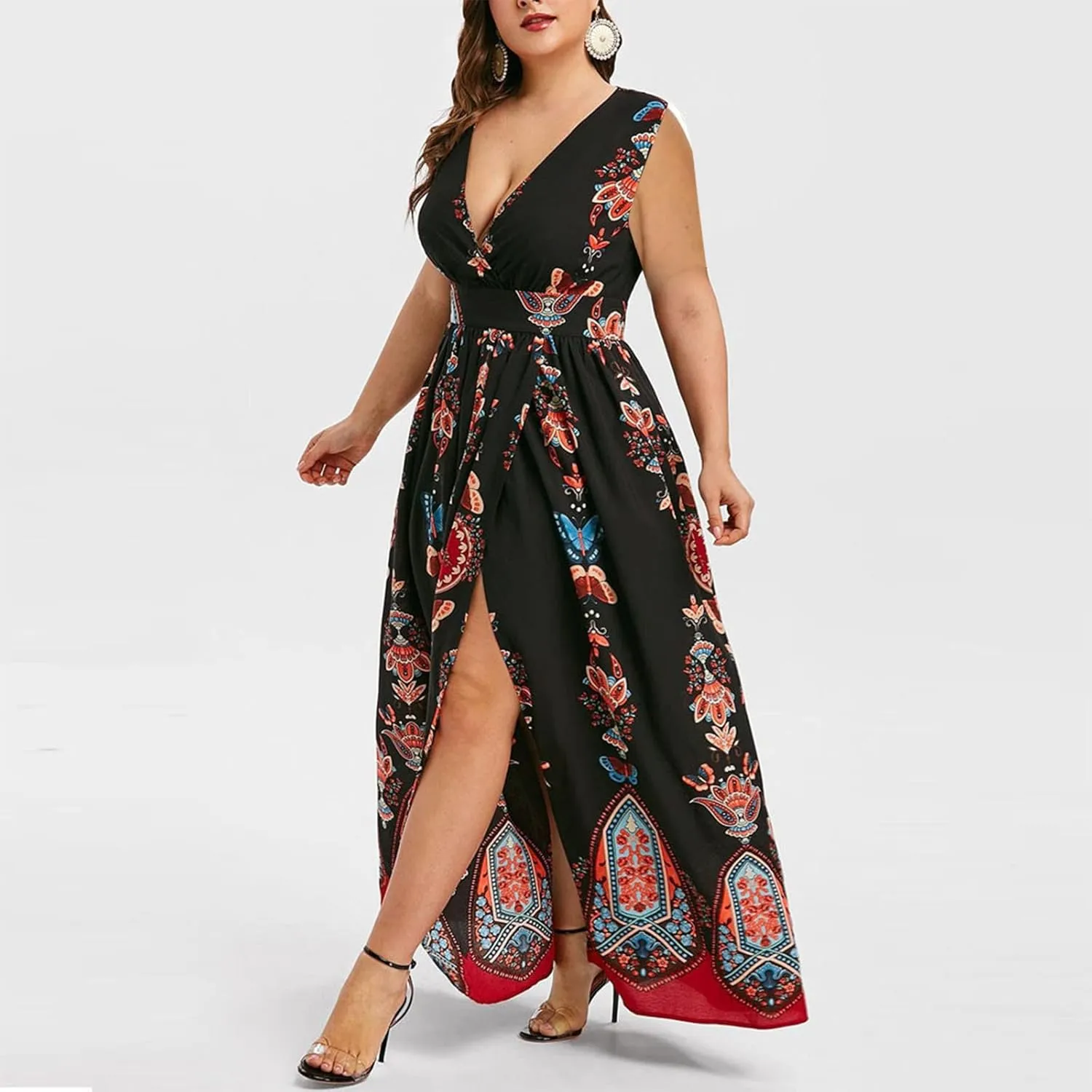 Plus Size Dresses for Women 2024 Spring Summer Fashion Floral Boho Maxi Dress Flowy Bodycon Wedding Guest Sundress