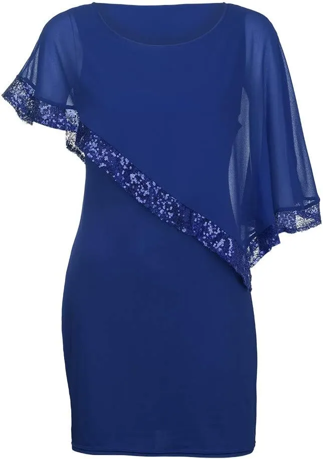 Plus Size Dresses for Women 2024 Trendy Cold Shoulder Chiffon Wedding Guest Dress Elegant Bodycon Midi Pencil Dress