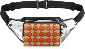 Polygon Graphics Clear Fanny Pack Stadium Approved Adjustable Clear Belt Bag Cute Waist Bags for Women Men Travel Sports Events Hiking Concerts