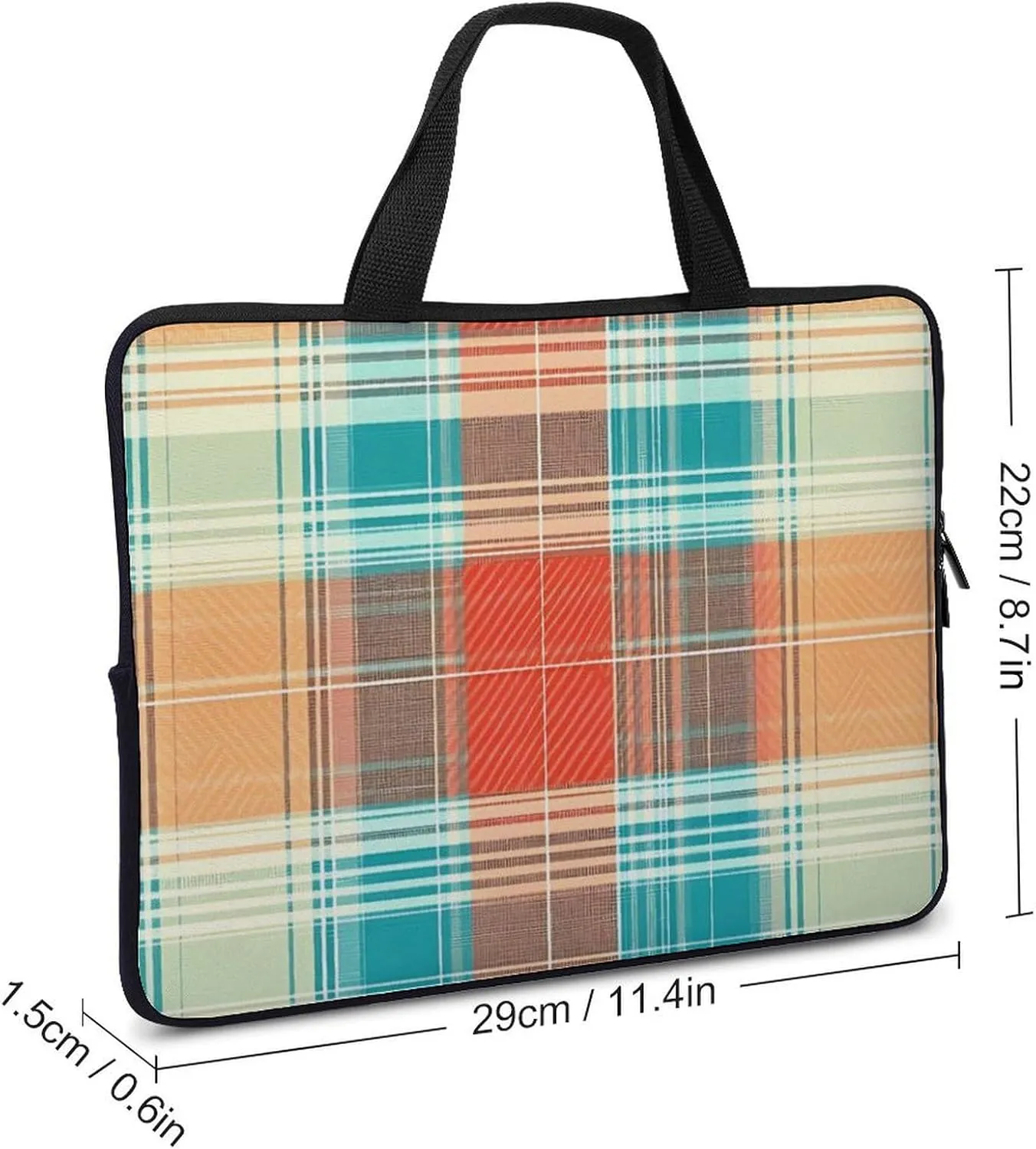 Pop Art Color Check Plaid Laptop Sleeve Bag Computer Carrying Case Laptops Protective Cover for Travel Business