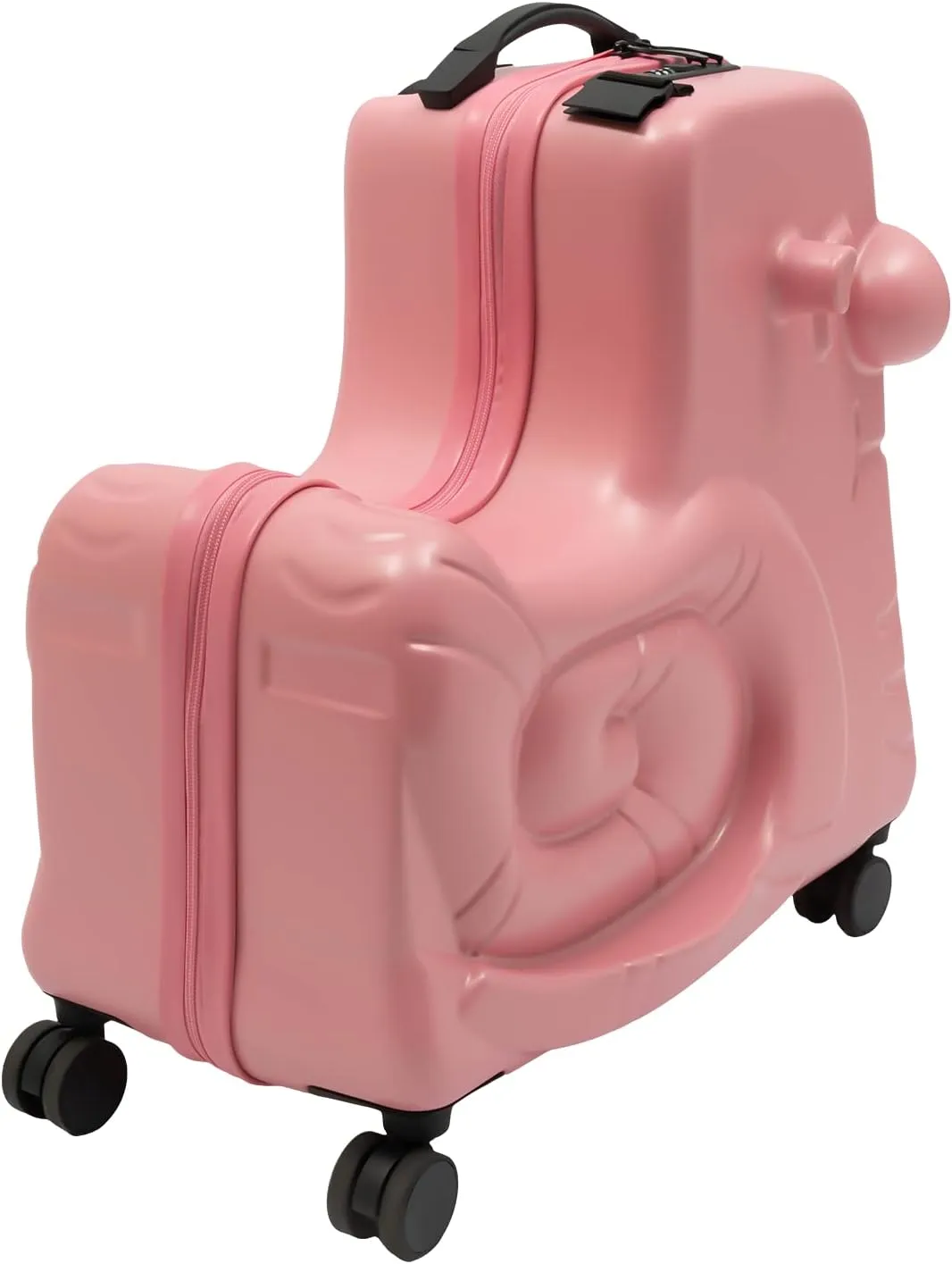 Portable Children's Travel Trolley Case, Kids Ride-on Luggage with Spinner Wheels, Kids Luggage, Pink, Suitcase with Password Lock