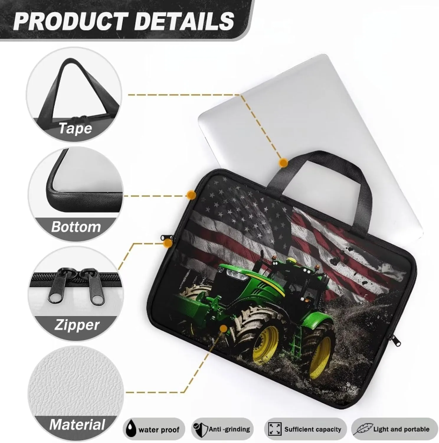 Portable Laptop Case with Top Handle Computer Cover for Women Men Tablet Protective Carrying Bag Briefcase