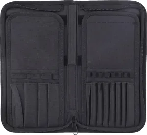 Portable Makeup Bag,Travel Cosmetic Bags,Foldable Stand-Up Makeup Brush Holder Portable 15 Pockets Travel Makeup Brushes Organizer Bag Cosmetics Case Handbag, Black