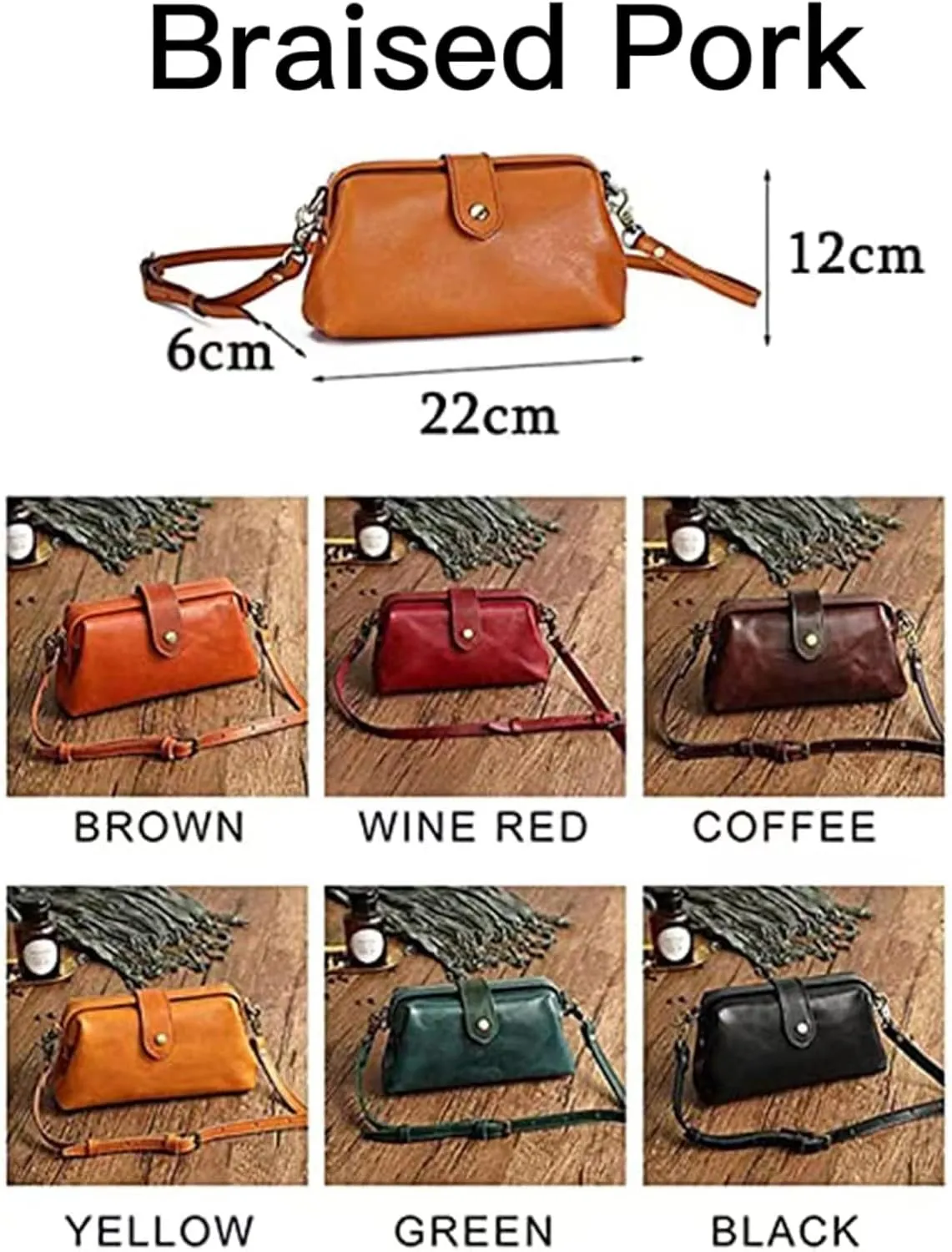Premium Leather Retro Handmade Doctor Bag,Dr bag - retro handmade bag,Crossbody Unique Opening Small Vintage Phone Purse Handbags for Women (Coffee)