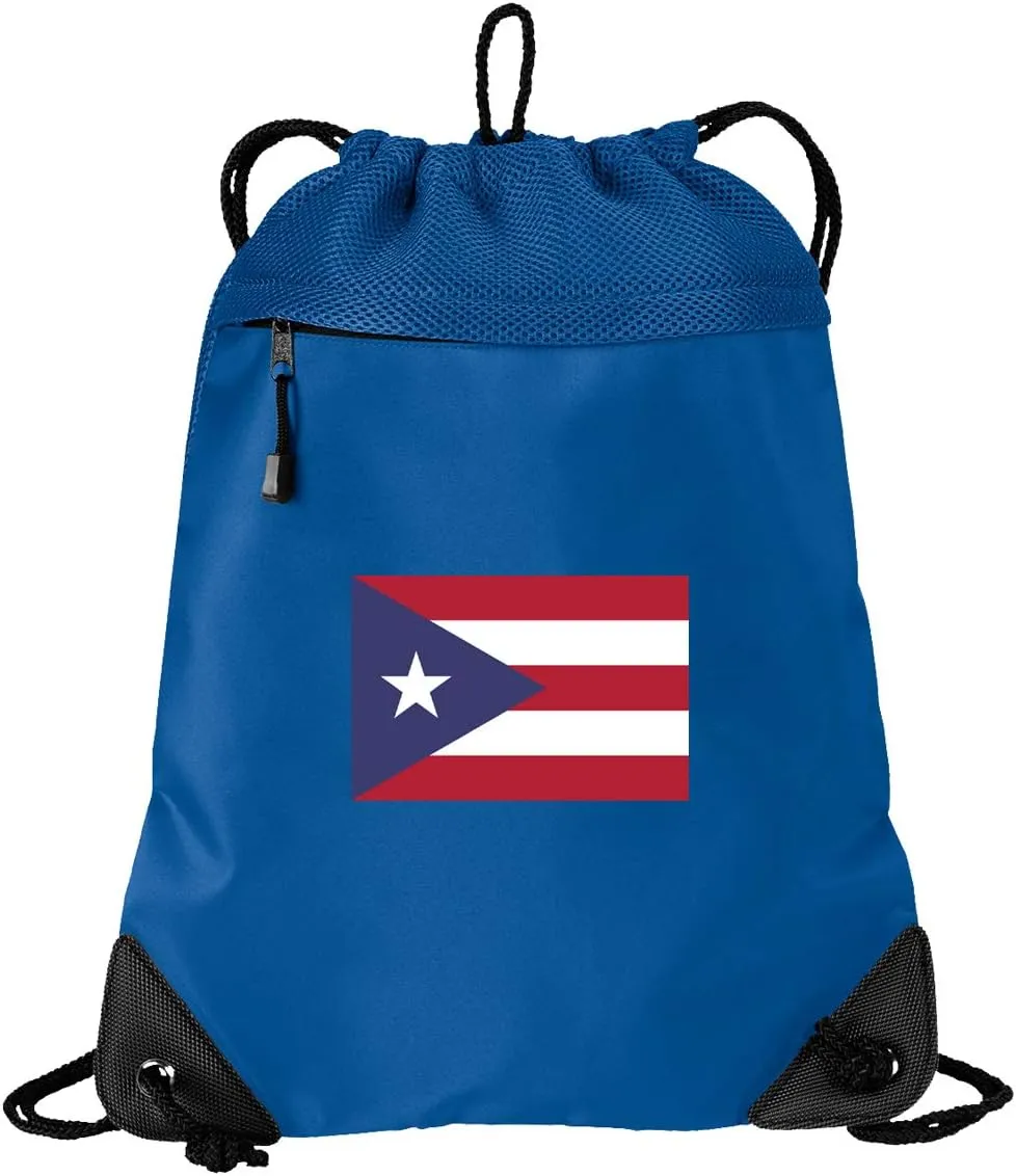 Puerto Rico Flag Drawstring Backpack Puerto Rico Cinch Bag - COOL MESH &