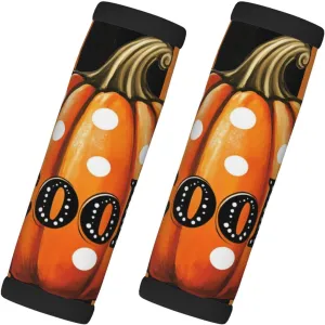Pumpkin with White Polka Dots Cool Luggage Handle Wrap 2 Pcs Travel Bag Wraps for Luggage Suitcase Travel Bag Trolley Case Identifiers