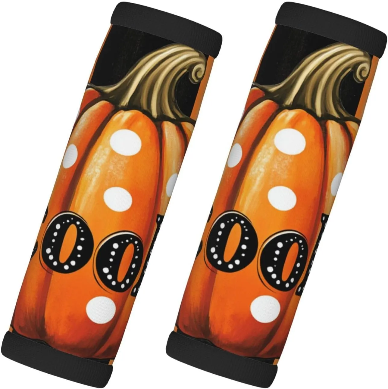 Pumpkin with White Polka Dots Cool Luggage Handle Wrap 2 Pcs Travel Bag Wraps for Luggage Suitcase Travel Bag Trolley Case Identifiers
