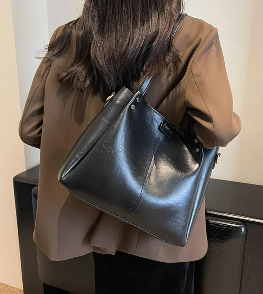 Purses for Women Vegan Leather Crossbody Bags Retro Shoulder Bag Hobo Handbag with Wide Adjustable Strap