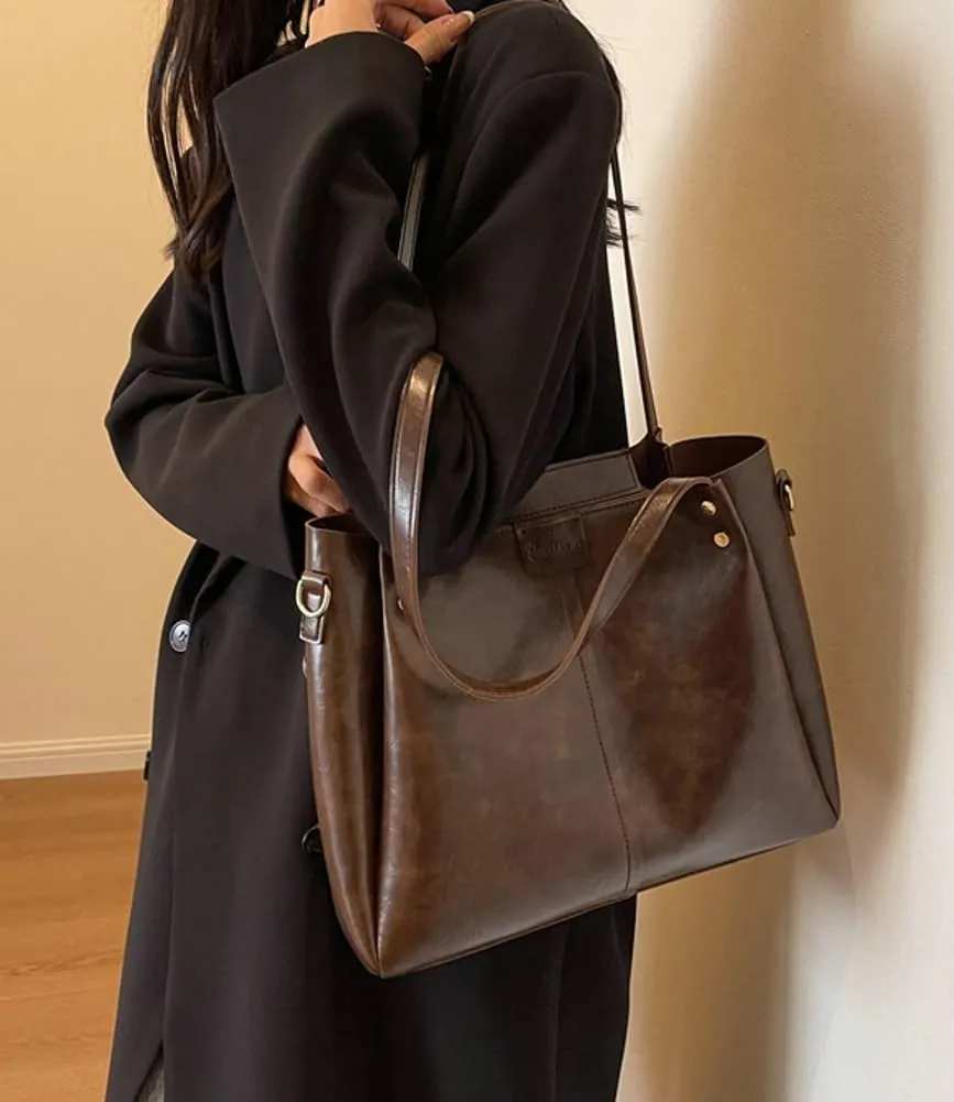 Purses for Women Vegan Leather Crossbody Bags Retro Shoulder Bag Hobo Handbag with Wide Adjustable Strap