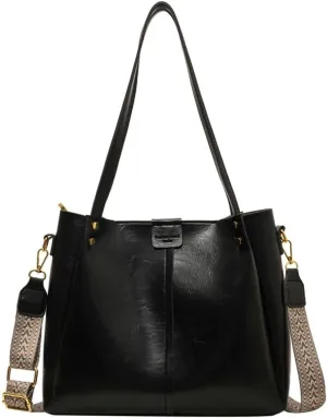 Purses for Women Vegan Leather Crossbody Bags Retro Shoulder Bag Hobo Handbag with Wide Adjustable Strap