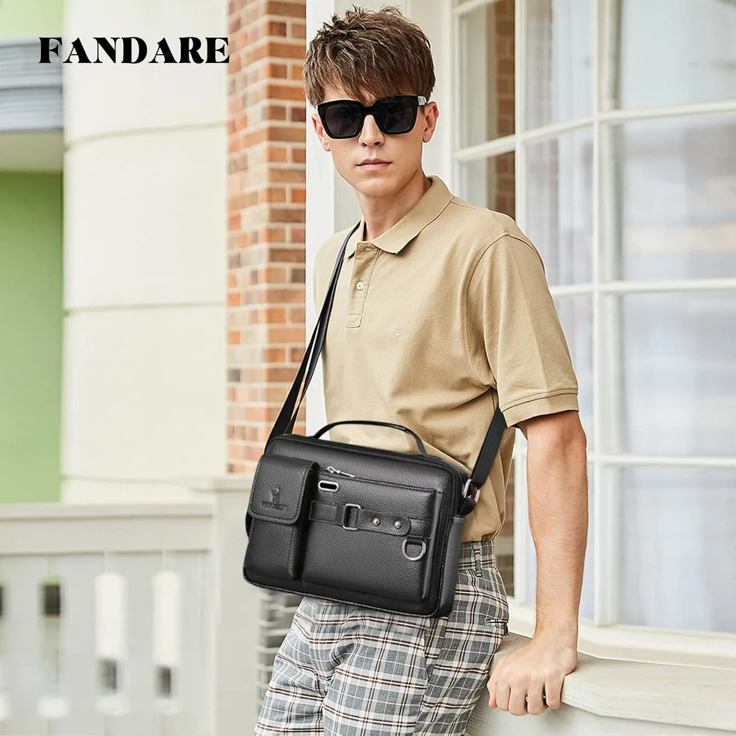 Retro Briefcase Men Messenger Bag PU Leather Handbag
