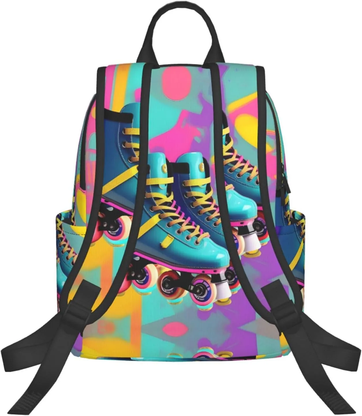 Retro Colorful Roller Skates Print Lightweight Backpack, Travel Bookbag College Bag,Laptop Backpack For Men Women