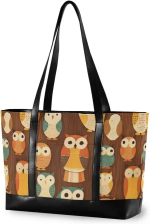 Retro Rustic Owls Vintage professional womens tote bag with zipper work tote bags for women work with diaper bulto para laptop