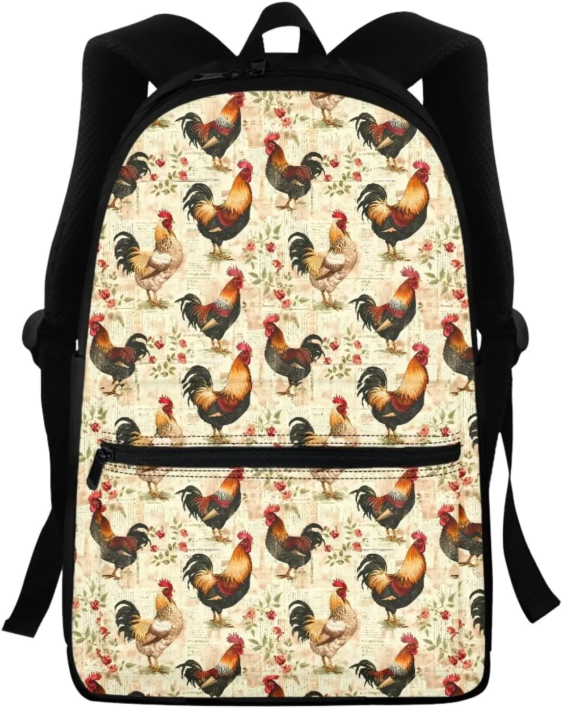 Rooster Travel Laptop Backpack for Teens Cool Elementary Bookbag Animal Print Kids Backpack Boys Middle School Durable Shoulder Backpack