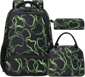 School Backpack for Girls, 3PCS Backpack Set with Lunch Box Pencil Case for Preschool Elementary High School Kids Teens