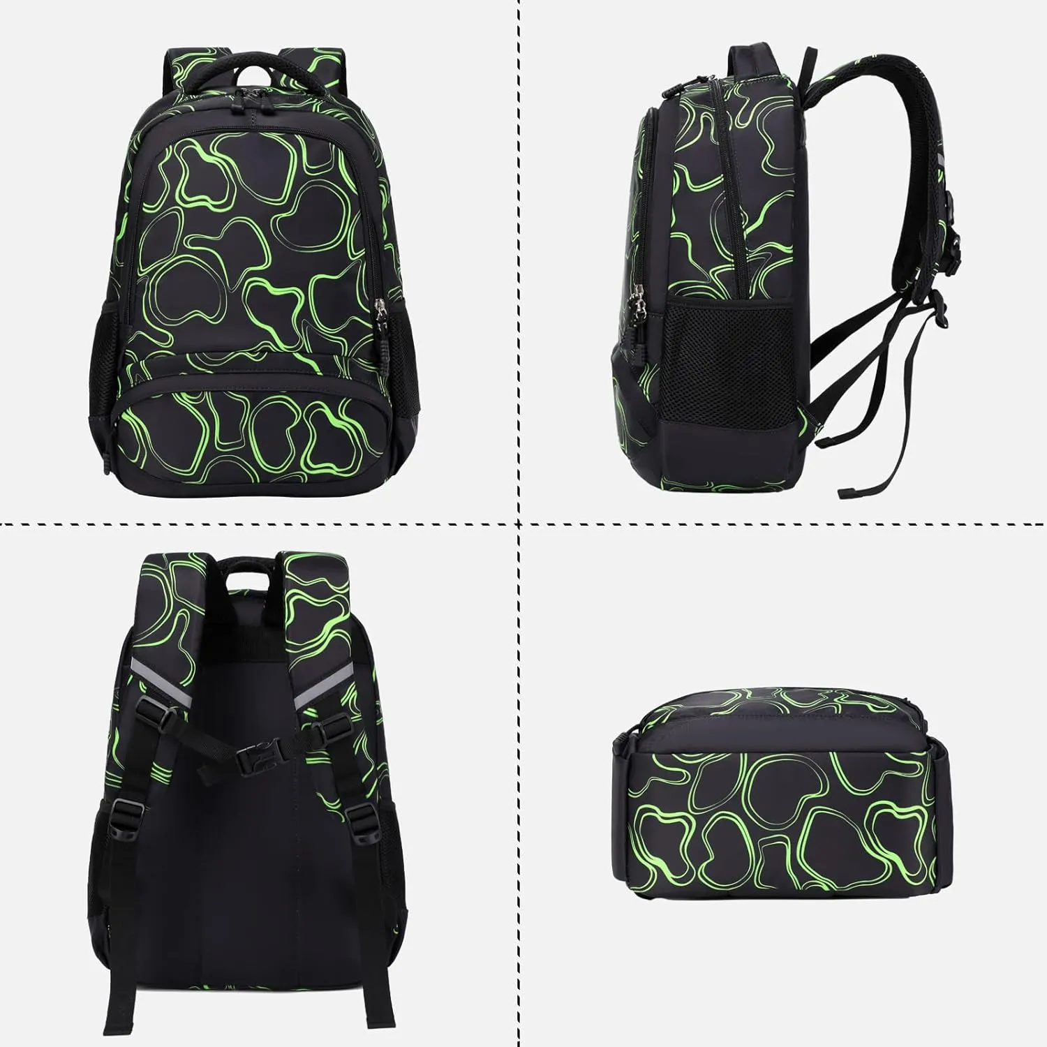 School Backpack for Girls, 3PCS Backpack Set with Lunch Box Pencil Case for Preschool Elementary High School Kids Teens