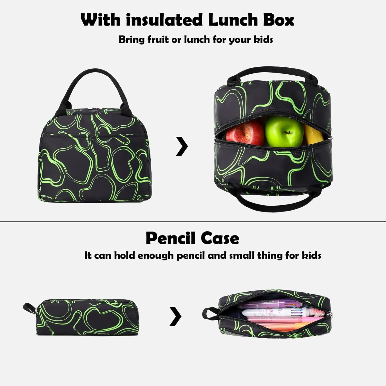 School Backpack for Girls, 3PCS Backpack Set with Lunch Box Pencil Case for Preschool Elementary High School Kids Teens