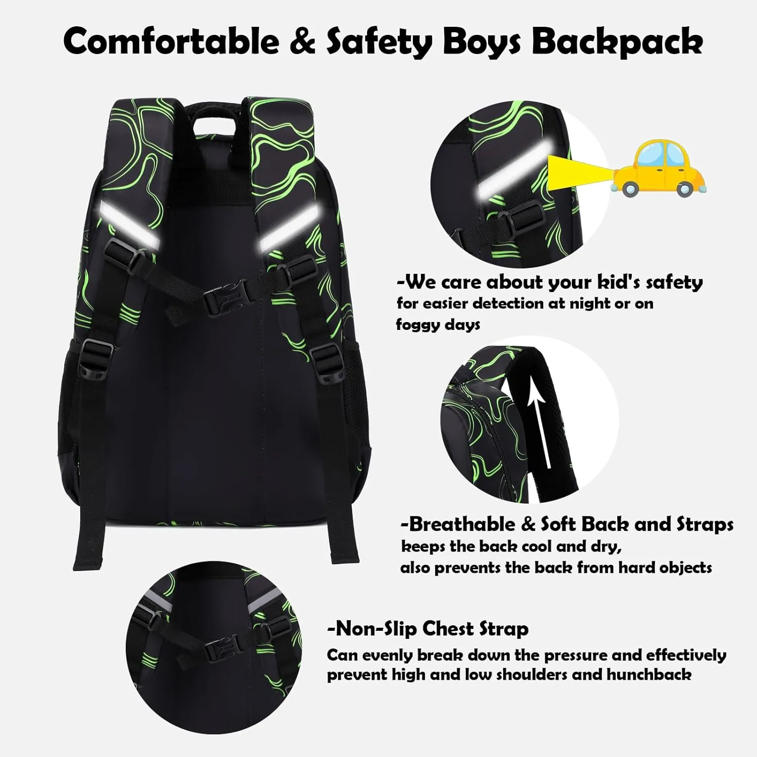 School Backpack for Girls, 3PCS Backpack Set with Lunch Box Pencil Case for Preschool Elementary High School Kids Teens
