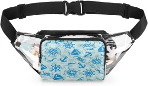 Sea Anchor Pattern Clear Fanny Pack Stadium Approved Adjustable Clear Belt Bag Cute Waist Bags for Women Men Travel Sports Events Hiking Concerts