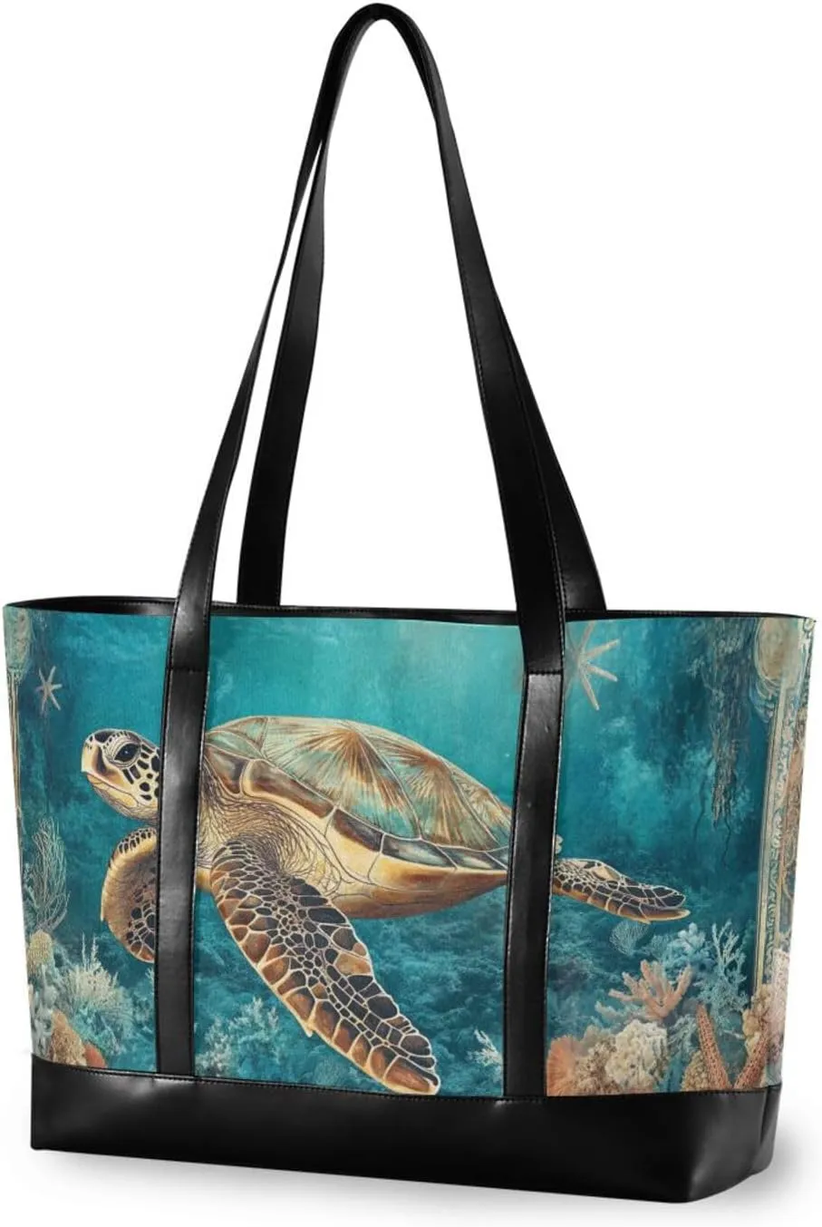 Sea Turtle Corals Retro fashion 14 inch laptop tote bag with zipper bags for women tote professional for nurses with work maletin ejecutivo para mujer