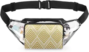 Sequin Glitter Pattern Clear Fanny Pack Stadium Approved Adjustable Clear Belt Bag Cute Waist Bags for Women Men Travel Sports Events Hiking Concerts