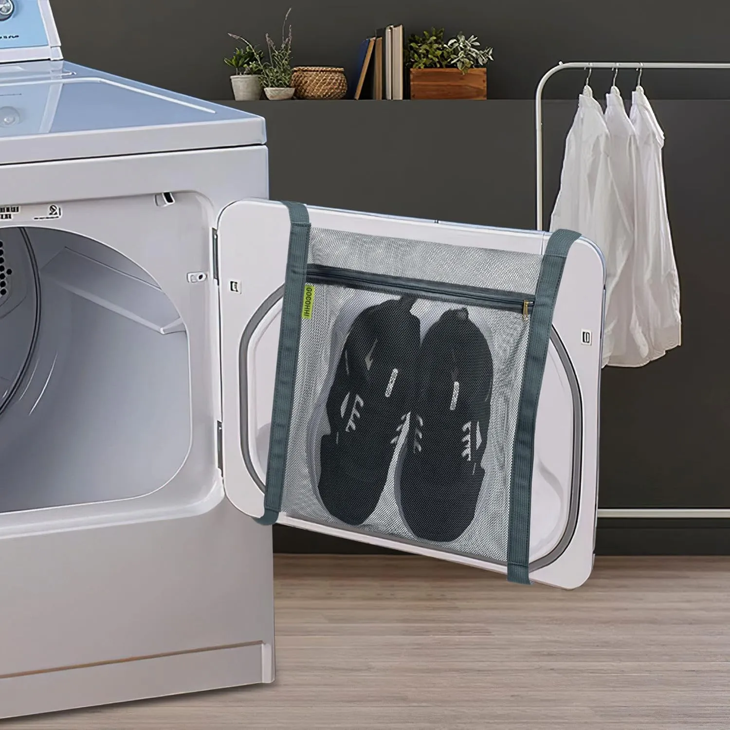 Shoe Dryer Bag, Sneaker Dry Net Bag for Dryer, HoneyComber Mesh Bags with Zipper and Strap for Shoes, Laundry Reused Bag Tool, 15.7x13.8 Inches (2Pcs Grey)