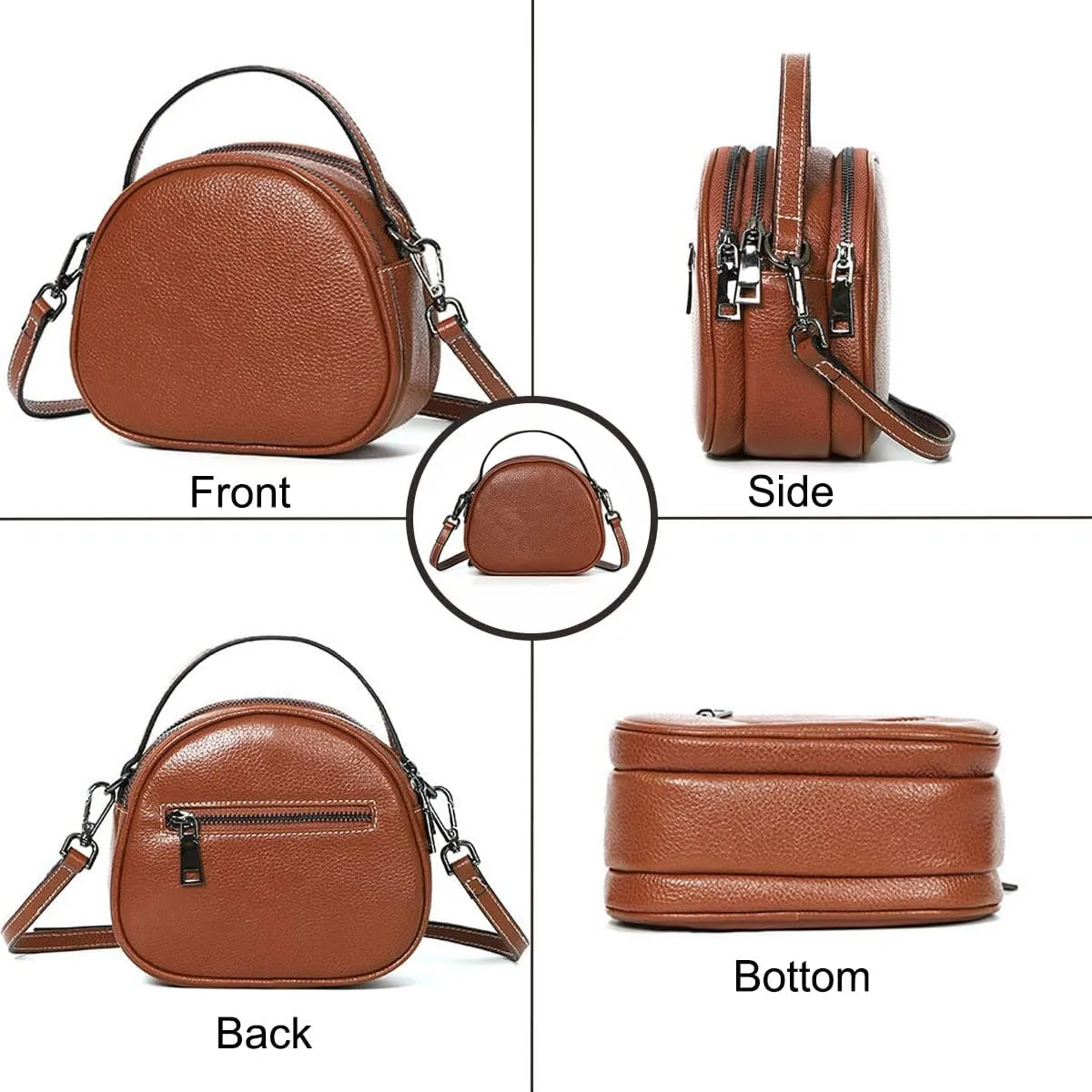 Shoulder Bags and Purses for Women Genuine Leather Top-Handle Satchel Fashion Round Handbag Retro Tote, Green