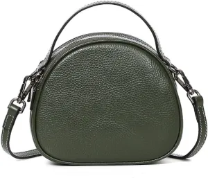Shoulder Bags and Purses for Women Genuine Leather Top-Handle Satchel Fashion Round Handbag Retro Tote, Green