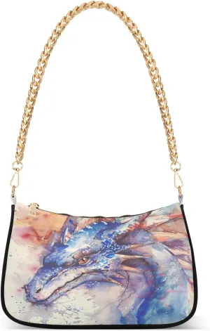 Shoulder Bags for Women Cool Blue Dragon Hobo Tote Handbag Small Clutch Purse with Zipper Closure