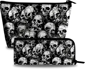 Skull Makeup Bag for Purse - Travel Bags Cool Cosmetic Bag for Women Teens Makeup Organizer Mini Zipper Pouch