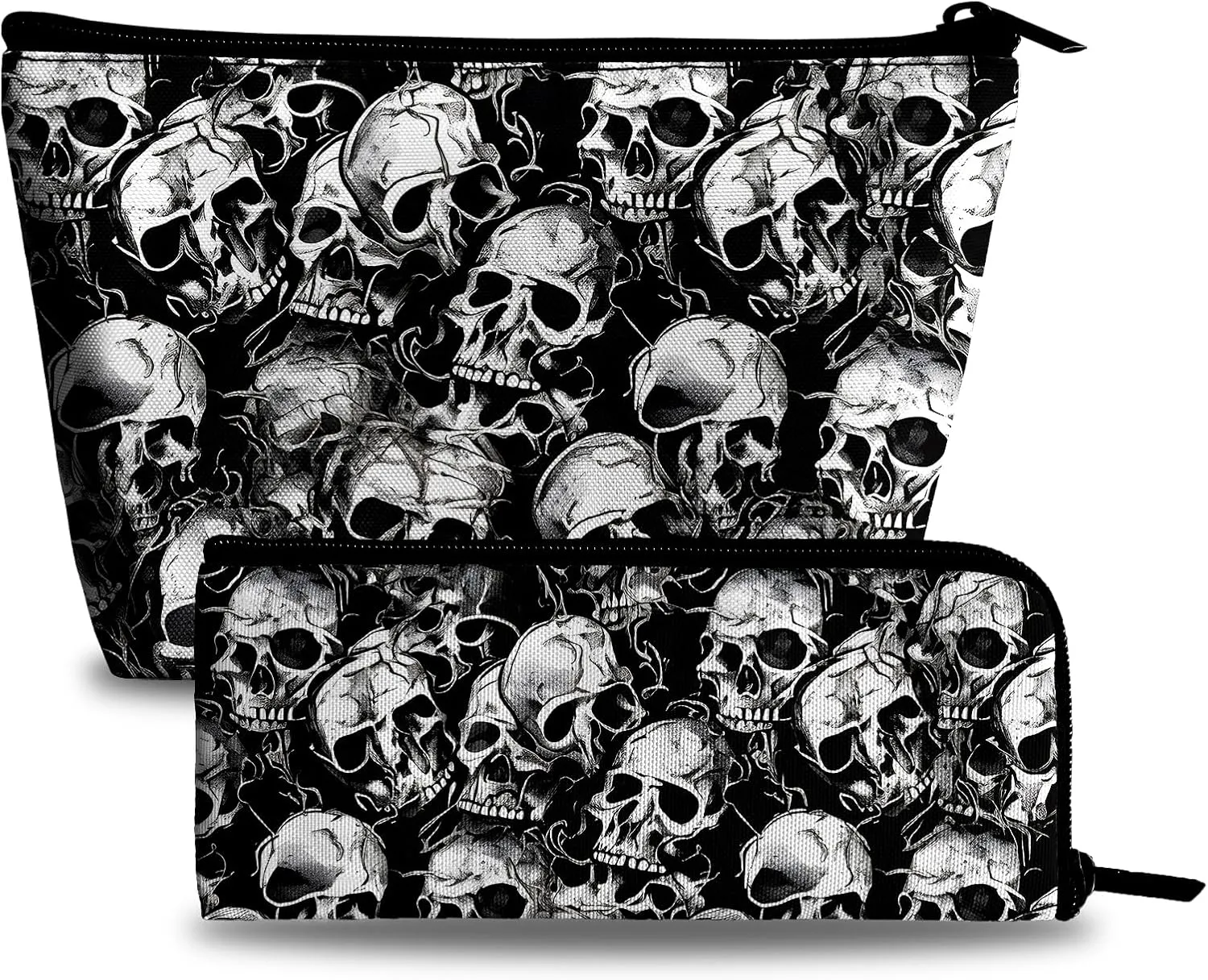 Skull Makeup Bag for Purse - Travel Bags Cool Cosmetic Bag for Women Teens Makeup Organizer Mini Zipper Pouch
