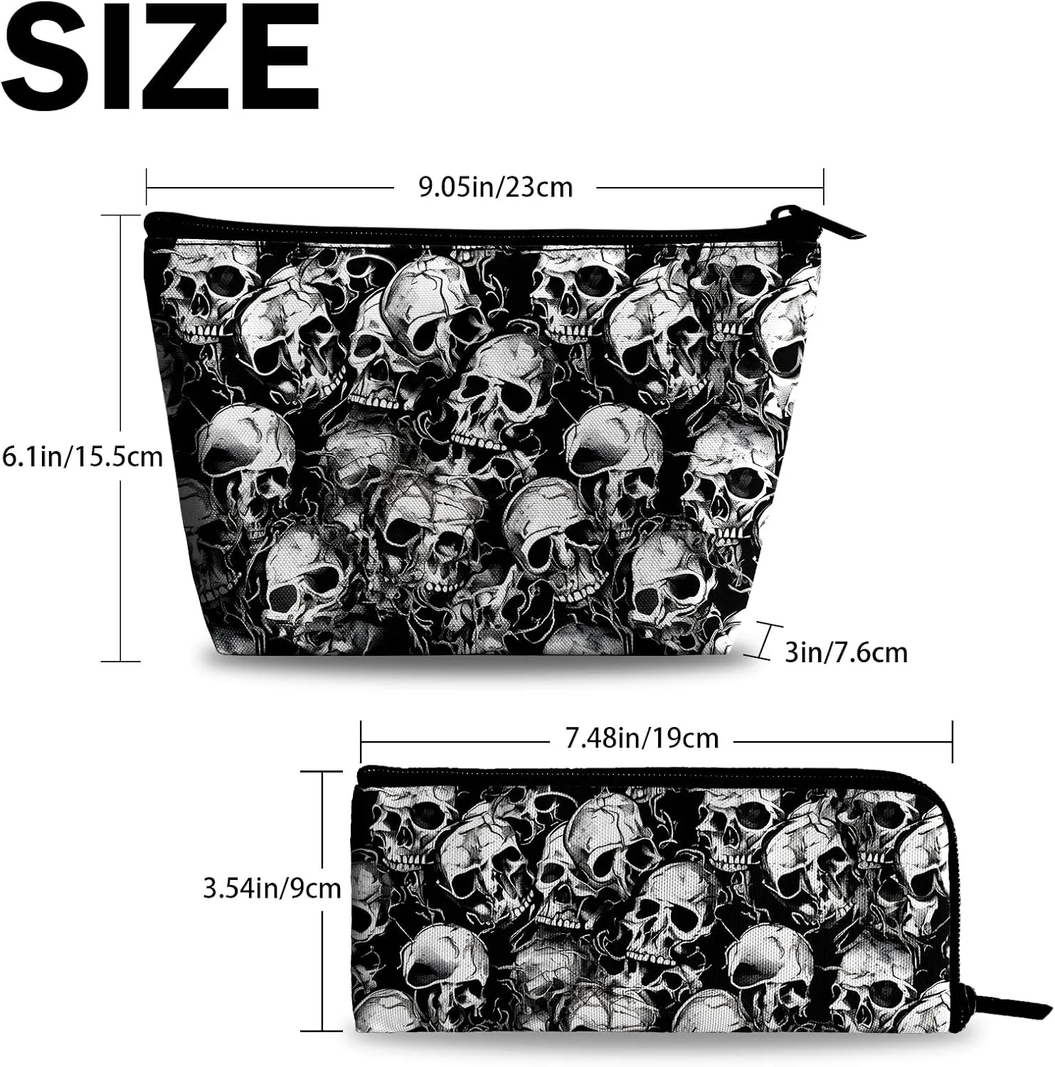 Skull Makeup Bag for Purse - Travel Bags Cool Cosmetic Bag for Women Teens Makeup Organizer Mini Zipper Pouch