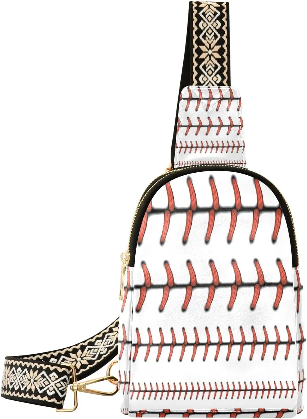 Small Sling Bag Waist Packs Leather Crossbody Packs Chest Bag Baseball Line for Women Travel Belt Purse