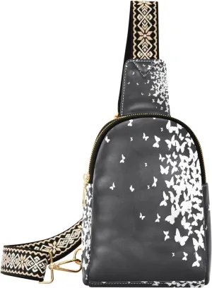 Small Sling Bag Waist Packs Leather Crossbody Packs Chest Bag Butterfly for Women Travel Belt Purse