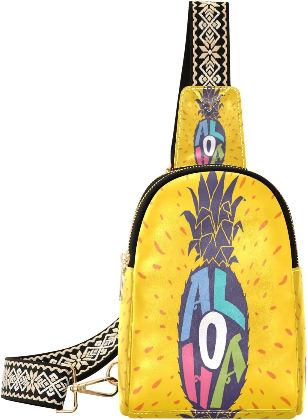 Small Sling Bag Waist Packs Leather Crossbody Packs Chest Bag Cool Pineapple for Women Travel Belt Purse