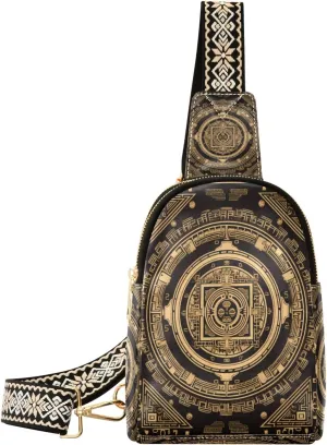 Small Sling Bag Waist Packs Leather Crossbody Packs Chest Bag Round Bohemia for Women Travel Belt Purse