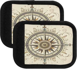 SPRIPORT Antique Compass 2 Pack Luggage Handle Wraps for Suitcase Identifier Luggage Makers Covers with ID Tag Luggage Bag Grip Protector Saddle for Handbag Wallet Shopping Bag Flying Airplane Travel