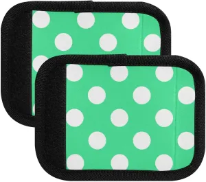 SPRIPORT Bright Green Polka Dot 2 Pack Luggage Handle Wraps for Suitcase Identifier Luggage Makers Covers with ID Tag Travel Accessories for Flying Airplane Travel Handbag Wallet Shopping Bag