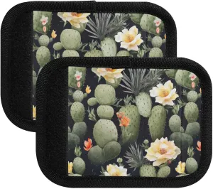 SPRIPORT Cactus Yellow Flowers 2 Pack Luggage Handle Wraps for Suitcase Identifier Luggage Makers Covers with ID Tag Luggage Bag Grip Protector Saddle for Flying Airplane Travel Handbag Shopping Bag