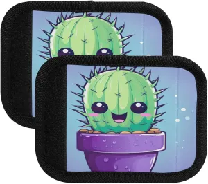 SPRIPORT Cartoon Cute Cactus 2 Pack Luggage Handle Wraps for Suitcase Identifier Luggage Makers Covers with ID Tag Luggage Bag Grip Protector Saddle for Travel Flying Airplane Shopping Bag Handbag