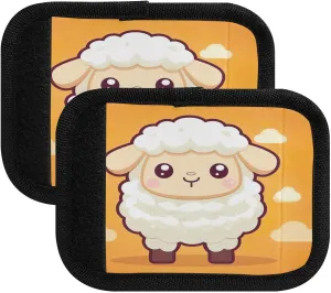SPRIPORT Cartoon Kawaii Sheep 2 Pack Luggage Handle Wraps for Suitcase Identifier Luggage Makers Covers with ID Tag Luggage Bag Grip Protector Saddle for Travel Flying Airplane Handbag Shopping Bag